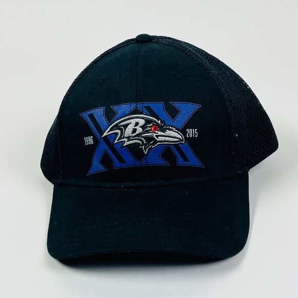 Baltimore Ravens 20th Anniversary Trucker Hat 1996-2015 Black BDA Adjustable - Picture 2 of 8